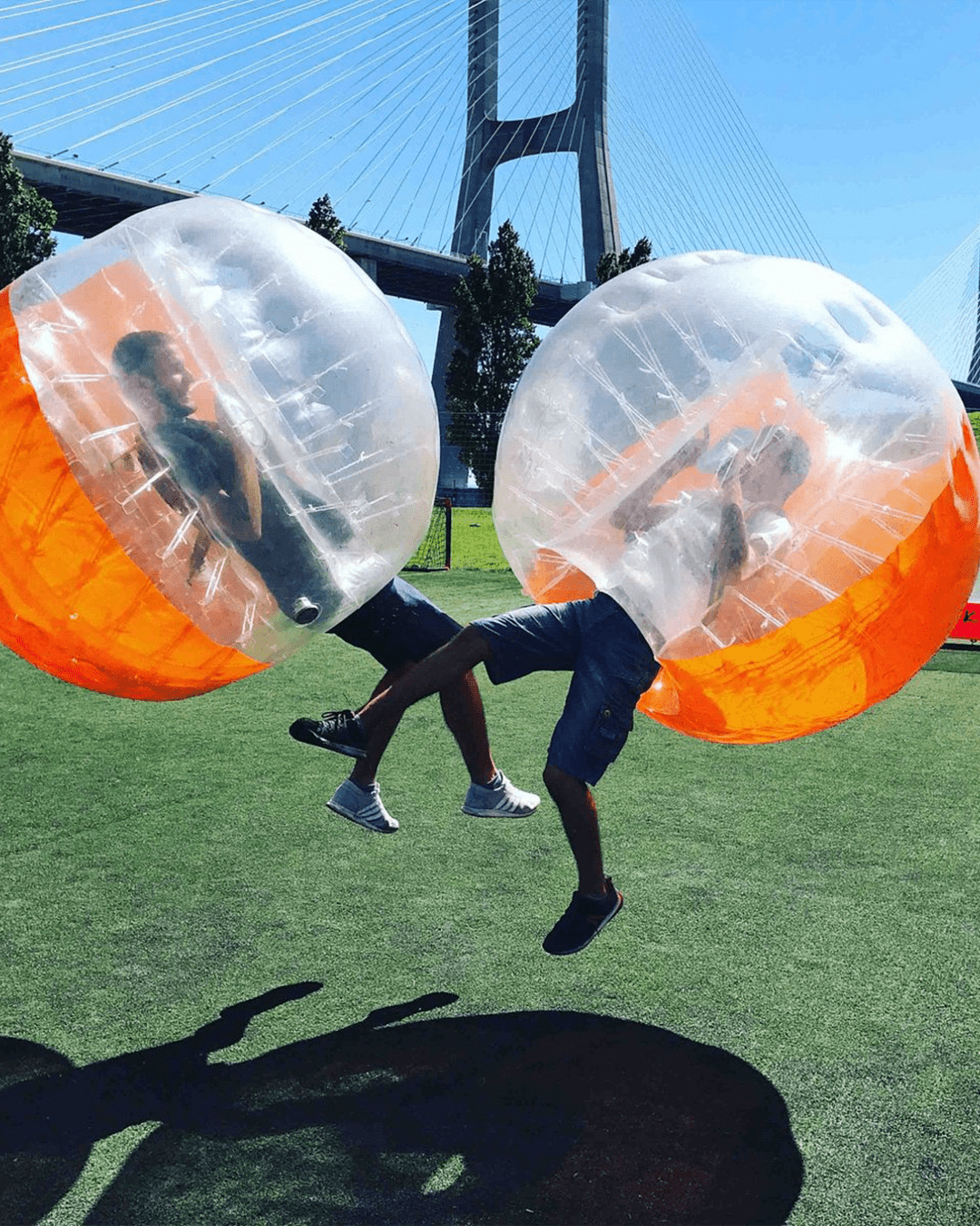 Bubble football match in Lisbon — group activity